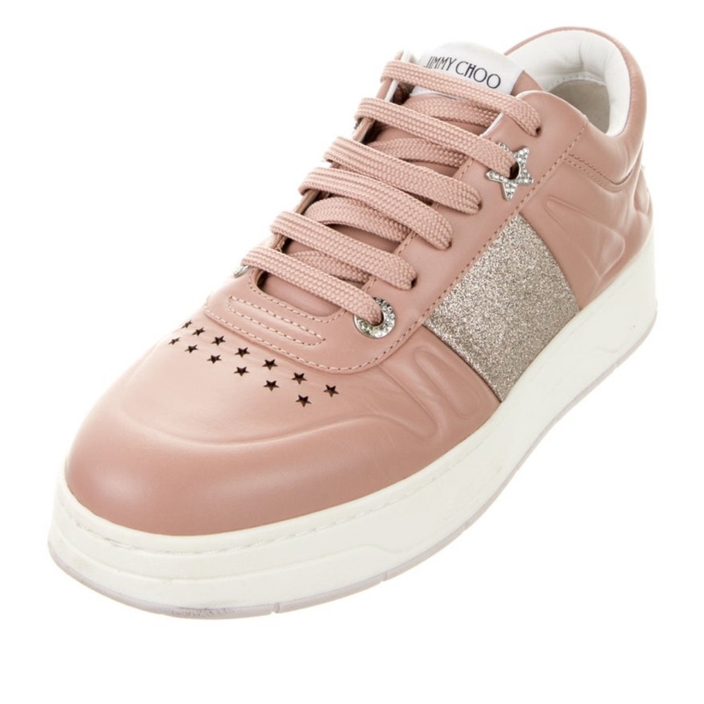 Jimmy Choo leather glitter sneaker